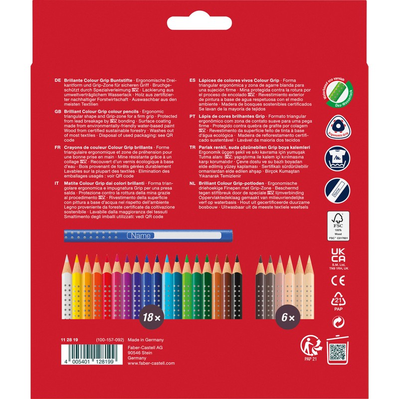 Faber-Castell Colour Grip 112819 Colouring Pencils Set of 24 Including