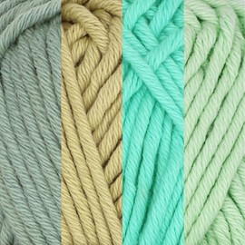 JubileeYarn Lacery Yarn - Chunky Cotton - 100g/Skein - Shades of Green - 4 Skeins