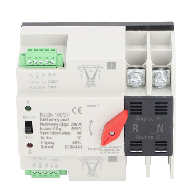 Dual Power Automatic Transfer Switch, Excellent PC Flame Retardant Plastic,