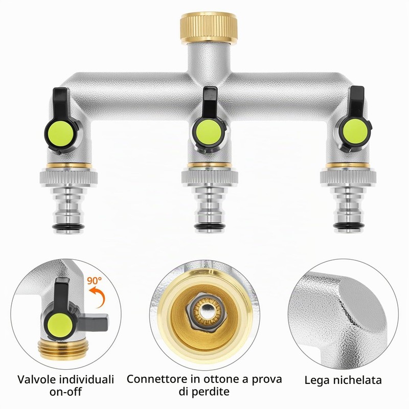 QWORK® Distributore acqua di rubinetto a 3 vie, sdoppiatore rubinetto
