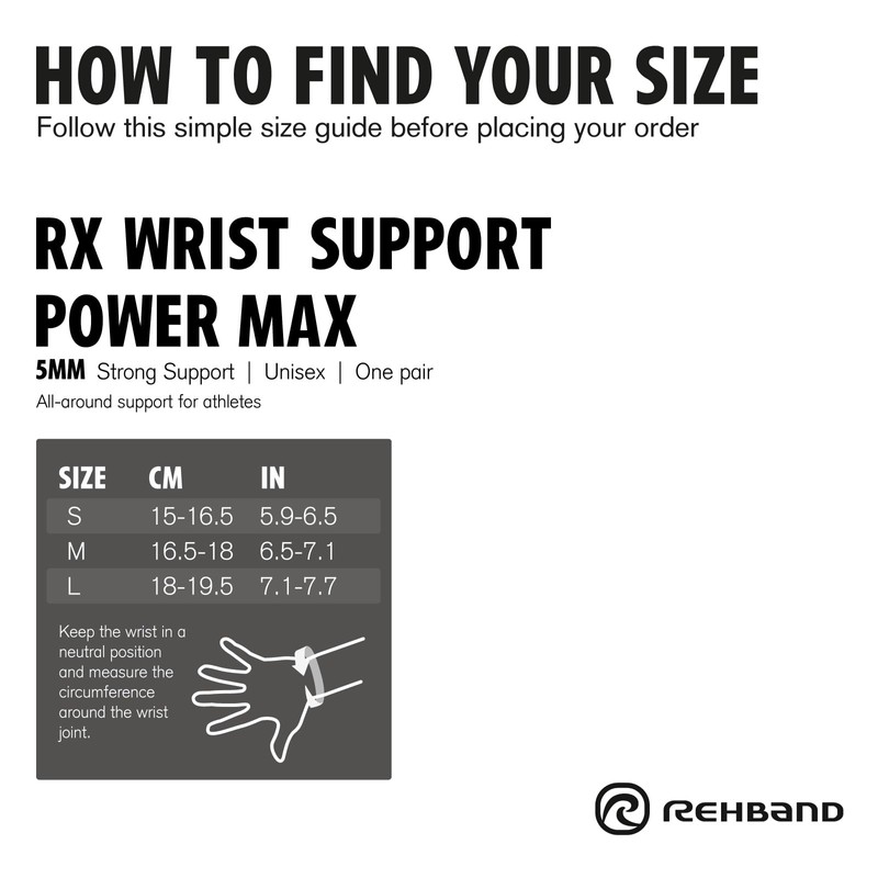 Rehband RX Wrist Support Power Max Wrist Brace, 3-in-1 Neoprene