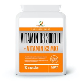 Core Vital Vitamin D3 3000 IU and Vitamin K2 100ug MK7 90 Capsules
