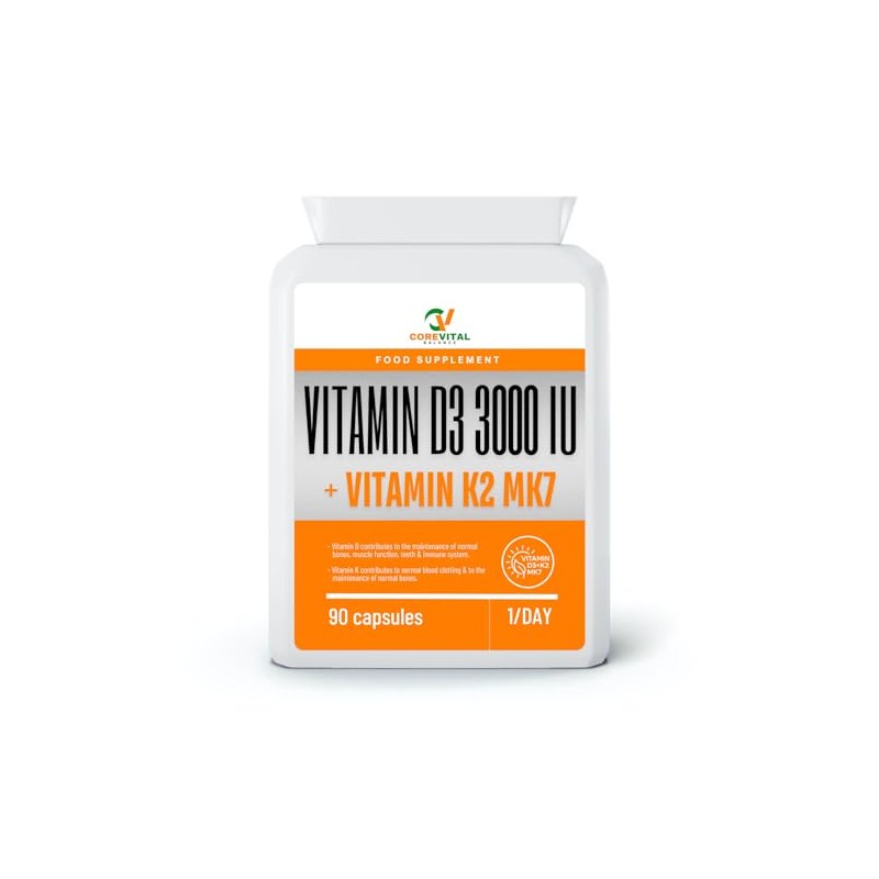 Core Vital Vitamin D3 3000 IU and Vitamin K2 100ug