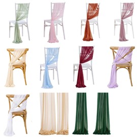 20 x 275 cm Tulle Fabric Chair Decoration Tulle Chair Bows Wedding Chair Decoration Tulle Chair Sashes Bows Chiffon Decorative Fabrics for Wedding Party Christmas Soy Pink 1 Piece