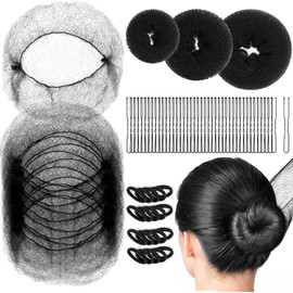 Red para Cabello 100 Piezas, Red de Pelo Tejida, 3 Dona para Moño, 40 Pinzas para el Cabello, 20 Ligas para el Cabello Malla Elástica Invisible para Mujer, Adecuado para Cobertores de Pelo de Danza