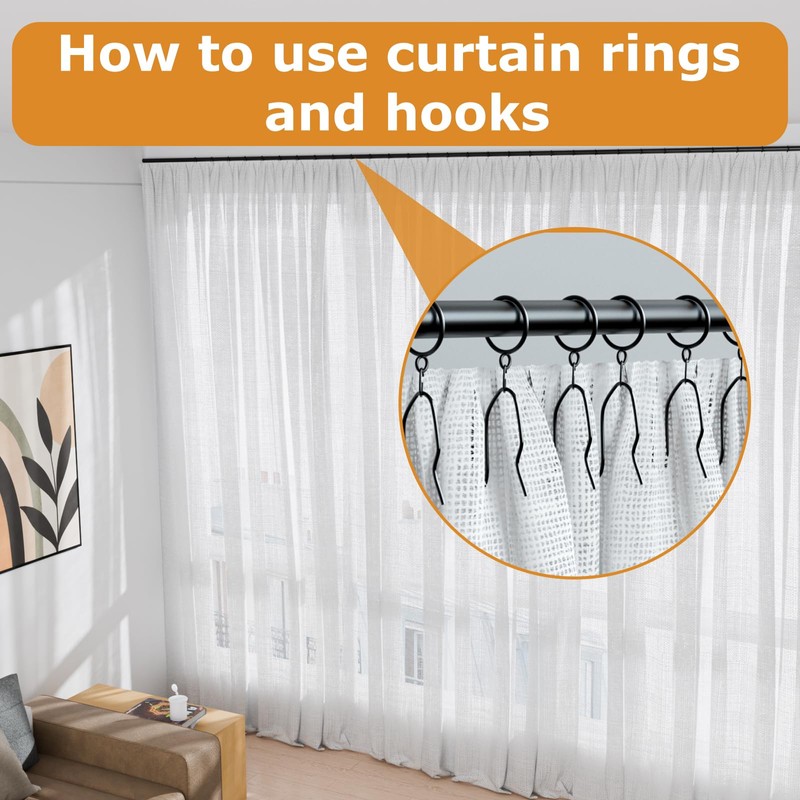 100 Pack Black Metal Curtain Hooks Pin-On Drapery Hooks,Suitable for
