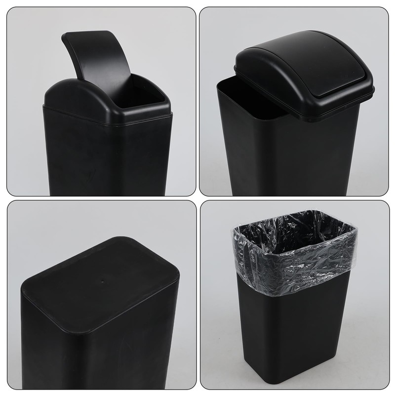 Knifefish Slim Plastic Trash Can with Swing Top, 3.5 Gallon