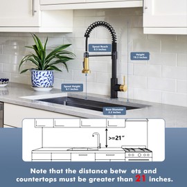 GIMILI Kitchen Faucet with Pull Down Sprayer Single Hole Stainless Steel Sink Faucet, Suitable for Farmhouses, RV, Laundry Room, Outdoor, and Campers. Llave para fregadero de cocina Black and Gold