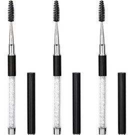 G2PLUS Juego De 3 Cepillos Para Pestañas, Aplicadores De Rímel Negros, Cepillos Para Pestañas Con Tubo, Cepillo Para Cejas Portátil Y Flexible Para Extensiones De Pestañas Y Peine Para Cejas (Negro)