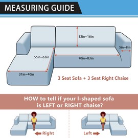 Pfrstuv Sectional Couch Covers, Leather Look Sofa Cover L Shape 2PCS Soft Stretch Slipcover for Sectional Sofa, Non Slip Furniture Protector (3 Seat Sofa + 3 Seat Right Chaise, Brown)