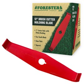 FORESTER 12" Universal Mulching Blade - Brush Cutter Blade for Weedeater | Tapered Steel Brushcutter Attachment | Fits 1" and 20mm Arbor