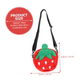 WATIIFUFU 1-Piece Shoulder Bag in Strawberry Shape - For Girls - Red - Size 20.00 x 16.00 x 5.00 cm - Plush & Velour - Bohemian - Fruity - Zip - Storage Bag, red