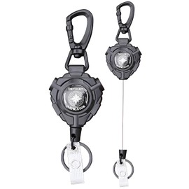 Retractable Keychain 2 Pack – Heavy Duty Carabiner Badge Reels with 80cm Steel Cord, Key Ring & ID Holder Clips, Tactical Lanyard Retractable for Men & Women