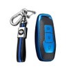 KUNIO Car Key Case Keychain fit ford Escort Focus 3 4 ST Mondeo 5 MK5 Mustang F-150 Explorer Key Cover TPU Leather Texture Key Chain Keychain Key Case 3 Buttons Blue