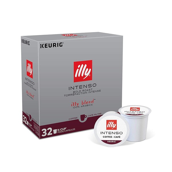 illy Coffee, Intense & Robust, Intenso Dark Roast Coffee K-Cups, Made With 100% Arabica Coffee, All-Natural, No Preservatives, Coffee Pods for Keurig Coffee Machines, 32 K-Cup Pods (Pack of 1)