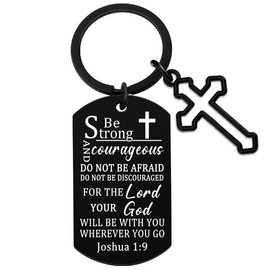 UVIBEW Christian Gifts for Men Boys Bible Bible Accessories for Men Religious Gifts for Friends Be Strong And Courageous Gift Cross Keychain Birthday Christmas Gift for Teen Boys Men