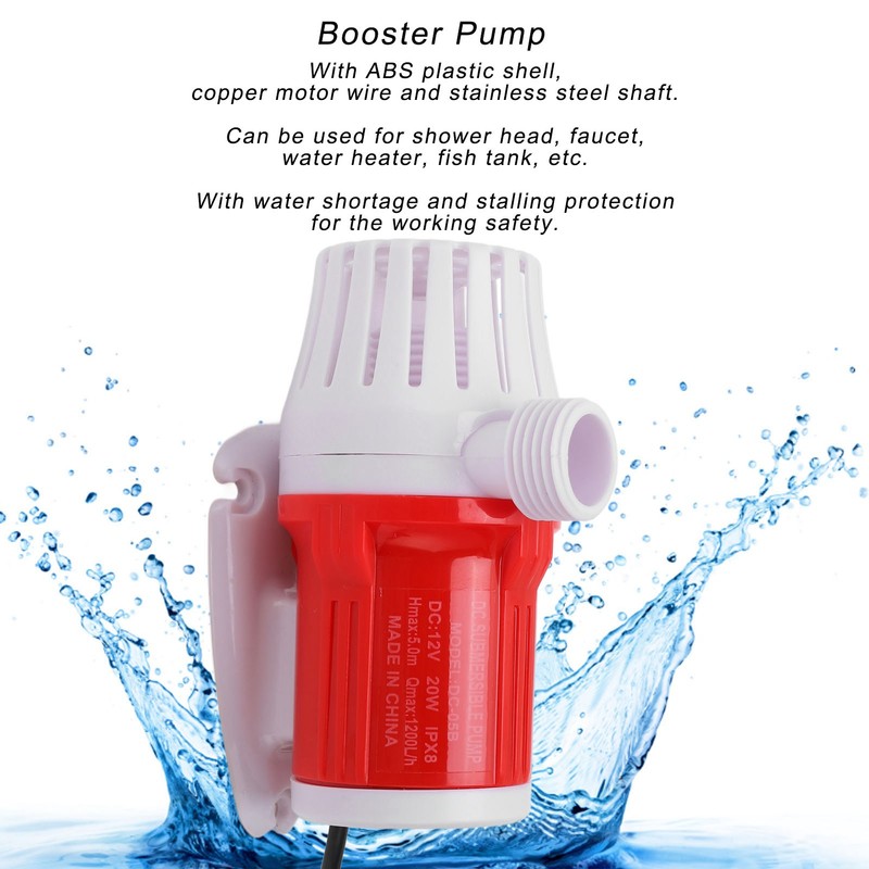 Booster Pump Water Circulating Brushless 1200L/h 20W DC12V for Fish