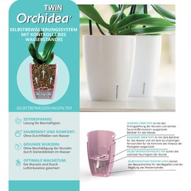 SANTINO Orchid Pot Diameter 15 cm Self-Watering Pot with Wick System and Water Indicator for Indoor Use, Sand, 2 L