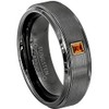 6mm Brushed Gunmetal Tungsten Carbide Wedding Band with 0.05ctw Princess