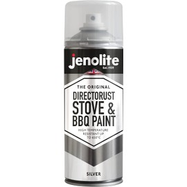 JENOLITE Directorust BBQ & Stove Aerosol Paint | SILVER | Very High Temperature Resistant Up to 1200°F (650°C) | BBQs, Stoves, Chimineas, Automotive, Fire Screens & Surrounds | 13.5 Ounces (400ml)