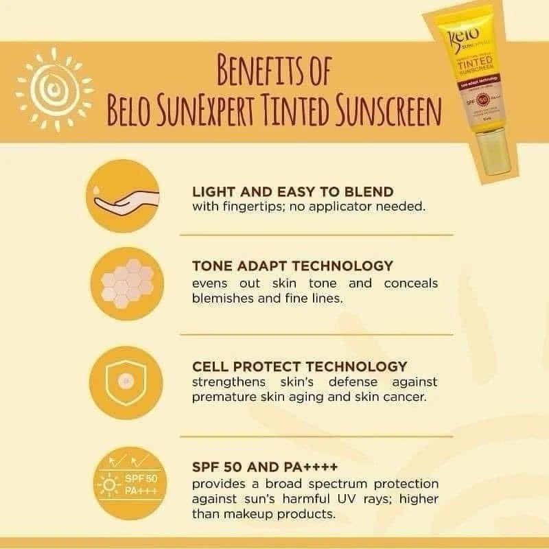 Belo SunExpert tinted sunscreen Spf50 PA++++ Tone Adapt Technology -