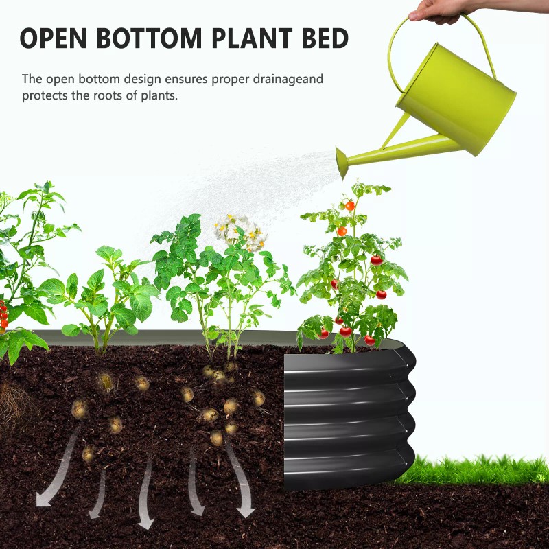 SLSY Galvanized Raised Garden Bed with 85in Tall Garden Trellis