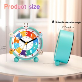 PIXESTT Children's Alarm Clock, Children's Alarm Clock for Back to School, No Ticking Noise, with Night Light and Snooze Function, with 5 Alarm Clock Decoration, Suitable for Learning, Sleep Wake-up C