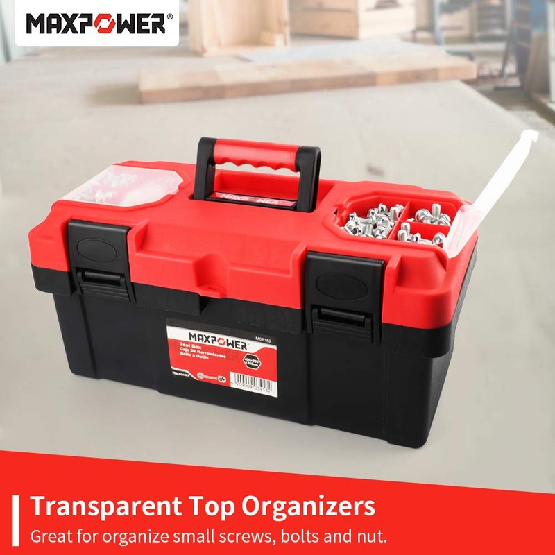 MAXPOWER Tool Box 16 inch, Plastic Small Tool Box with