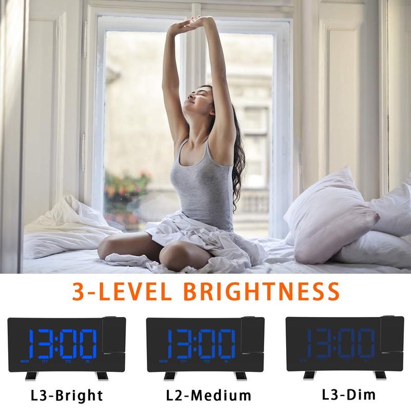 DollaTek Projection Alarm Clock for Bedroom Digital Ceiling Radio Alarm
