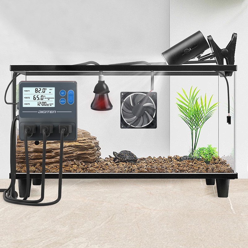 DIGITEN Reptile Temperature and Humidity Controller with Timer, Day-Night Function