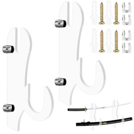 SHTCSZBA Sword Stand, Sword Hook ,Wall Mount Sword Hook Acrylic Samurai Sword Display Holder for Katana Tanto Genji Wakizashi Sword Hanger Rack, Support All Swords-1 pair Transparent