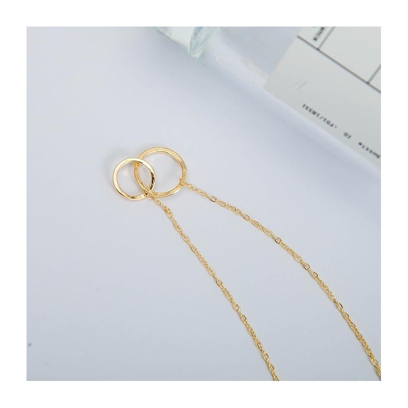 IPINK-Anniversary Necklace for Wife Husband – Two Interlocking Circles Pendant