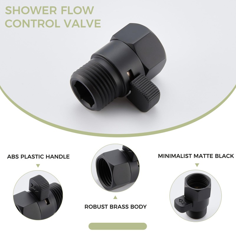 Aomasi Shower Head Valve Shut- off, Matte Black Flow Restrictor