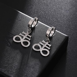 Satanic Leviathan Dangle Earrings, Church of Satan Punk Earrings for Satanist