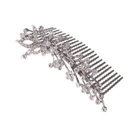 Alilang Silver Tone Bridal Hair Comb Crystal Rhinestone Flower Pearl Wedding Hair Accessories, Flower