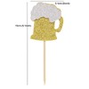 24 PCS Gold Glitter Beer Mug Cupcake Toppers Food Cake