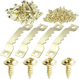 AccEncyc Small Saw Tooth Picture Hangers 50 Pack Sawtooth Hangers with Screws Picture Frame Hanging Kit Picture Hang Solutions for Hanging Photos Clock Paintings Artwork Gold