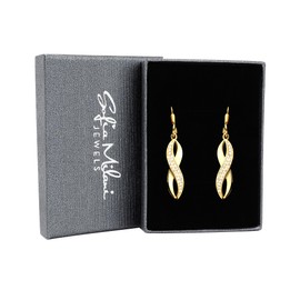 SOFIA MILANI - Women's Earrings 925 Silver with Zirconia Stones - Infinity Earrings, Yellow Gold, Cubic Zirconia