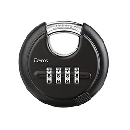 DAYGOS Heavy Duty Combination Padlock - Outdoor Stainless Steel Disc Combination Lock, Weatherproof Lock for Gate, Shed, Garage, Locker(Black, 1pcs)