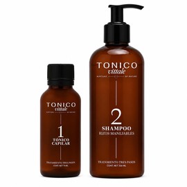 Tonico Vittale | Kit Paso 1 Tónico Capilar + Paso 2 Shampoo Para Cabello Rizado | Control del Frizz | Crecimiento y Fortalecimiento Capilar | Brillo y Reconstrucción | Natural sin Parabenos | Unisex