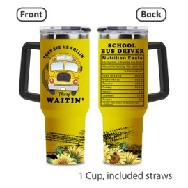 MAHOMAY Bus Driver Appreciation Gifts for Men Women, School Bus Driver Gifts, Back to School Gifts for Kids, Bus Driver School Bus Driver 40oz Tumbler with Handle and Straw