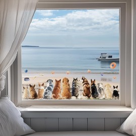 ANATTASOUL Static Window Clings Dog Paw Prints 1 Sheet Reusable Window Decals for Glass, 47.24" x 11.8" Removable Double Sided Window Sticker Opaque for Room Office Home Decoration