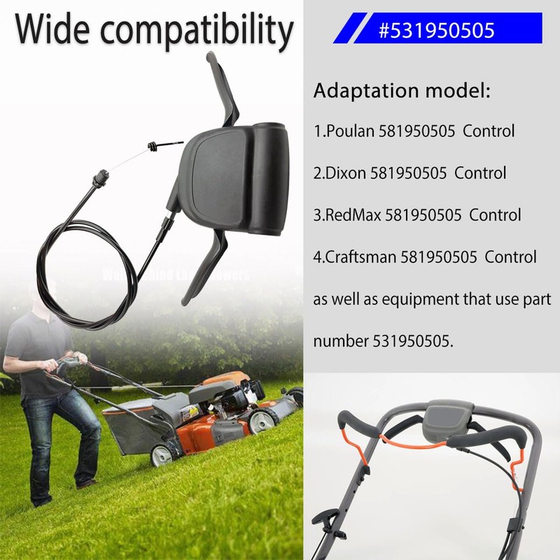 ZanFyxil 581950505 Mower Control Cable Handle Durable