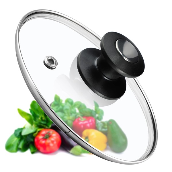 KADAX Pot Lid, Universal Glass Lid with Black and Silver