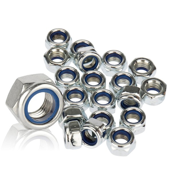 M8 Nyloc Nuts, 8mm Locking Nuts, (Pack of 20), Metal