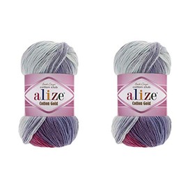 Alize Cotton Gold Batik Yarn 55% Cotton 45% Acrylic 2 Balls 200g 722m Acrylic Cotton Knitting Yarn 2 Sports Yarns (3686)