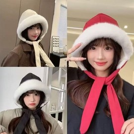 Women's Balaclava Hooded Scarf Hat Winter Neck Warmer lf3082 Free Size/Beige 4ea