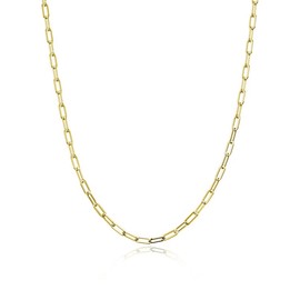 nometo 18k Gold Over Paperclip Link Curb Chain 3mm Paperclip Chain Solid 925 Sterling Silver Clasp Paperclip Chain Gold Chain for women 16/18/20/22/24/26/30 Inches(18)