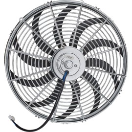 Chrome 16 Inch Curved Blade Electric Radiator Fan, Reversible
