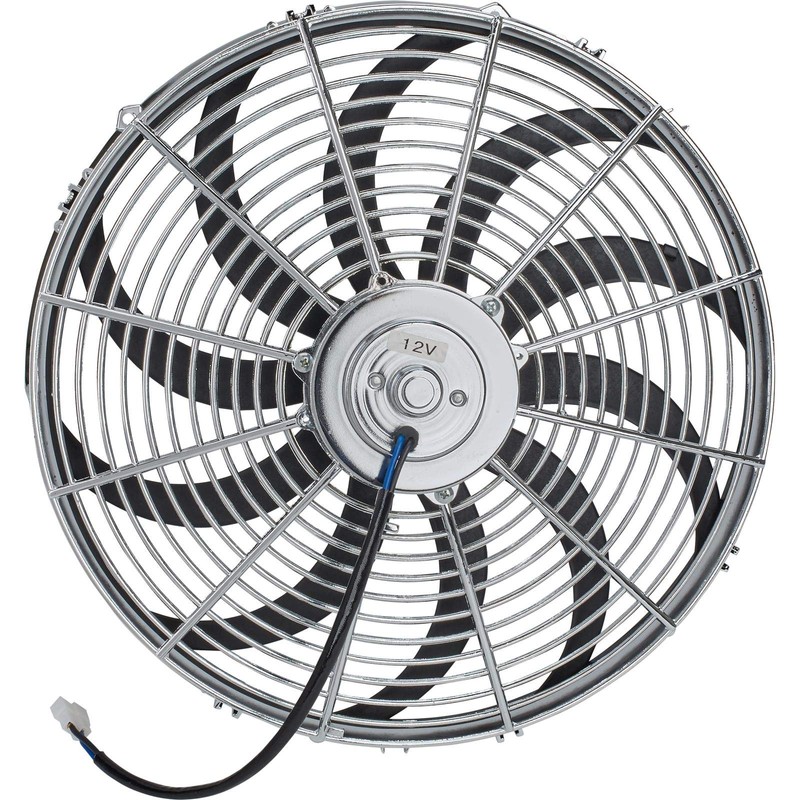 Chrome 16 Inch Curved Blade Electric Radiator Fan, Reversible